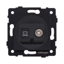 Розетка двойная TV (мама) + RJ45 Cat.6, черный матовый Kollinger REA-021BM для Aspekt, Eleganz, Reflex - Kollinger