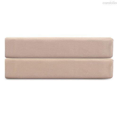 Простыня на резинке из премиального сатина бежевого цвета из коллекции Essential, 200х200х30 см - Tkano