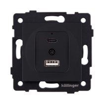 Розетка USB A+C 20W, черный матовый Kollinger REA-037BM для Aspekt, Eleganz, Reflex - Kollinger