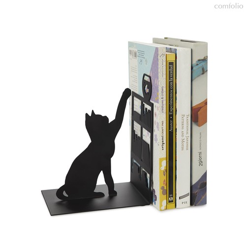 Держатель для книг Fishing Cat, цвет черный - Balvi