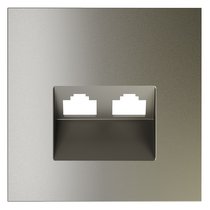 Накладка для розетки компьютерной двойной RJ45+RJ45 кат.6, S70 шелк - Voltum