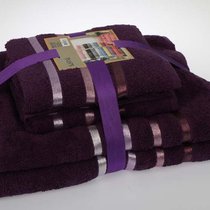 Комплект махровых полотенец "KARNA" BALE 50х80*2-70х140*2 см 1/4, цвет фиолетовый, 50x80, 70x140 - Bilge Tekstil