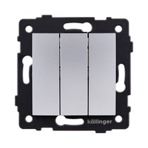 Выключатель 3-клавишный 10А/250В, изогнутый, серый Kollinger REA-R-012GY для Aspekt, Eleganz, Reflex - Kollinger