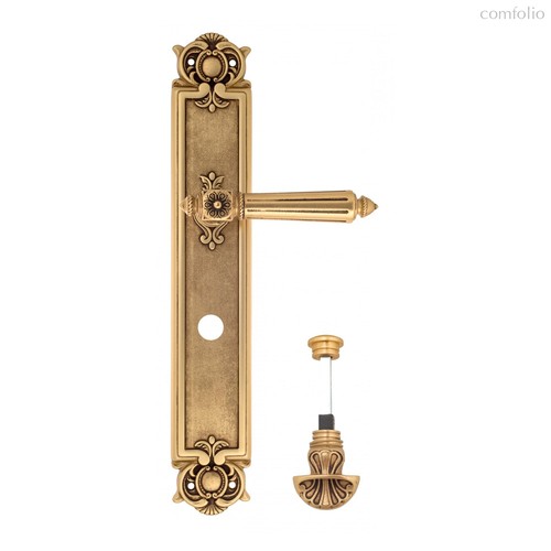 Дверная ручка Venezia Castello WC-4 на планке PL97 французское золото + коричневый - Venezia Collezione