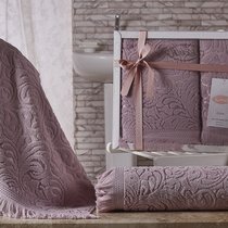 Комплект махровых полотенец "KARNA" ESRA 50x90-70х140 см, цвет розовый, 50x90, 70x140 - Bilge Tekstil