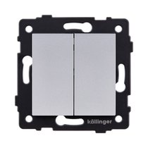 Выключатель 2-клавишный проходной 10А/250В, серый Kollinger REA-S-009GY для Aspekt, Eleganz, Reflex - Kollinger