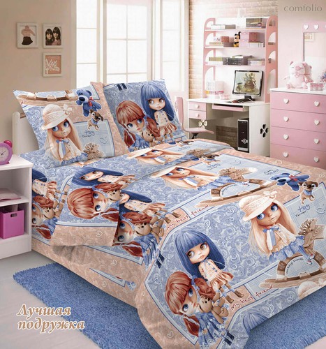 Комплект постельного белья ПА-1-Лучшая подружка 1.5 с наволочками 70х70х2шт. Бязь - АльВиТек
