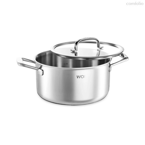 Кастрюля со стеклянной крышкой WO HOME Verona 5,6 л, 24х12,5 см, сталь нержавеющая 18/10, п/к - Wo Home