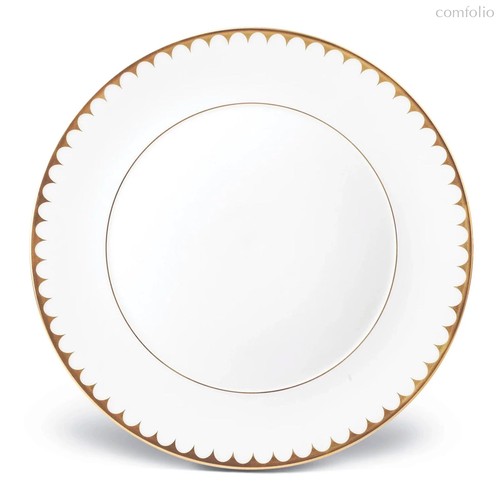 Тарелка обеденная L’Objet Эгейская 27 см, золотой декор, фарфор - L’Objet