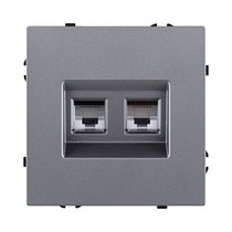 Розетка двойная Ethernet RJ45 Cat.6, серый Kollinger Eclipse EC-018GY - Kollinger
