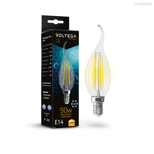 Светодиодная лампа филамент свеча на ветру 9Вт 3000K E14 340° - Voltega