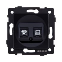 Розетка двойная RJ11 + RJ45 Cat.6, черный Kollinger REA-011BK для Aspekt, Eleganz, Reflex - Kollinger