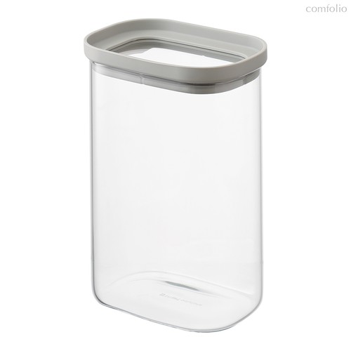 Банка для хранения прямоугольная Vacuum Glass, 1,5 л, светло-серая - Smart Solutions