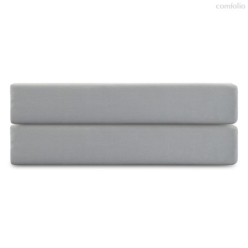 Простыня на резинке из премиального сатина светло-серого цвета из коллекции Essential, 160х200х30 с - Tkano