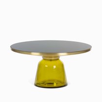 Кофейный столик Vaso Glass 1 диаметр 75, цвет желтый/черный - Cosmo