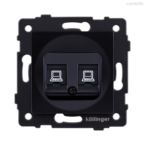 Розетка двойная Ethernet RJ45 Cat.6, черный Kollinger REA-019BK для Aspekt, Eleganz, Reflex - Kollinger