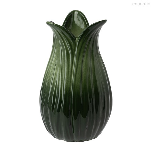 Ваза Petal зеленого цвета из коллекции Blossom, 22 см - Tkano