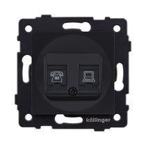 Розетка двойная RJ11 + RJ45 Cat.6, черный матовый Kollinger REA-011BM для Aspekt, Eleganz, Reflex - Kollinger