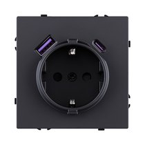 Розетка штепсельная SCHUKO 16A/250 В с USB A+C 20W, черный матовый Kollinger Eclipse EC-016BK
