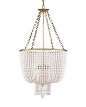 Золотая люстра Бувье с белыми бусами