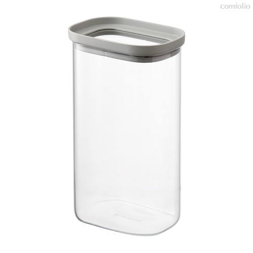 Банка для хранения прямоугольная Vacuum Glass, 1,25 л, светло-серая - Smart Solutions