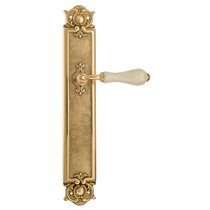 Дверная ручка Venezia Colosseo белая керамика паутинка на планке PL97 полированная латунь