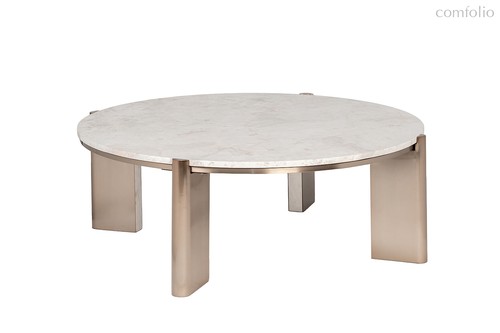 Стол журнальный натур. белый мрамор Касс Белый (Cass White) d 105x37см - Garda Decor