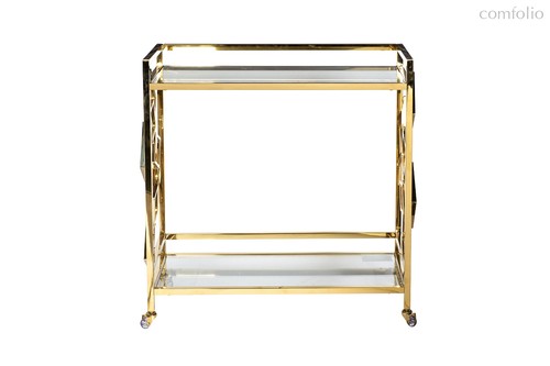 Стол-тележка сервировочн ст. прозр/золото 80x40x83 - Garda Decor