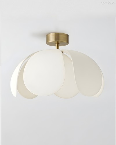 Золотистый потолочный светильник Флэк с белым абажуром, цвет полированная латунь - Louvre Home