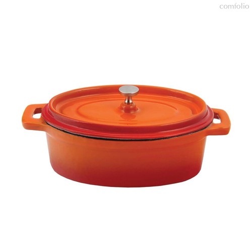 Кастрюля для подачи 12x9 см 250 мл овальная с крышкой эмаль чугун. - P.L. Proff Cuisine