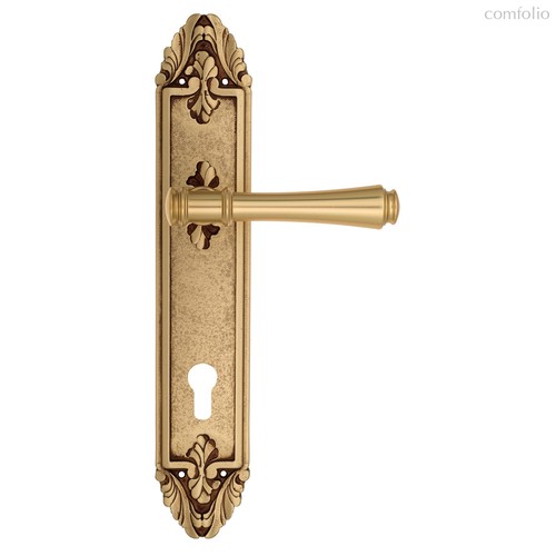 Дверная ручка Venezia Callisto CYL на планке PL90 французское золото + коричневый - Venezia Collezione