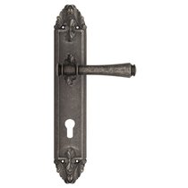 Дверная ручка Venezia Callisto CYL на планке PL90 античное серебро - Venezia Collezione