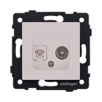Розетка двойная TV (мама) + телефонная розетка RJ11, кашемир матовый Kollinger REA-013CM для Aspekt, Eleganz, Reflex - Kollinger