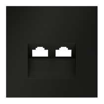 Накладка для розетки компьютерной двойной RJ45+RJ45 кат.6, S70 черный матовый - Voltum