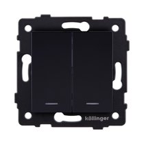 Выключатель 2-клавишный проходной 10А/250В с LED подсветкой, черный Kollinger REA-S-010BK для Aspekt, Eleganz, Reflex - Kollinger