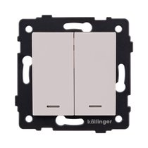 Выключатель 2-клавишный 10А/250В с LED подсветкой, кашемир матовый Kollinger REA-S-008CM для Aspekt, Eleganz, Reflex - Kollinger