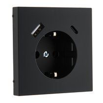 Розетки и выключатели: Розетка с з/к 16А 250В, с устройством зарядным USB (A+C) 3,4А, черная матовая, Superior - Kanlux