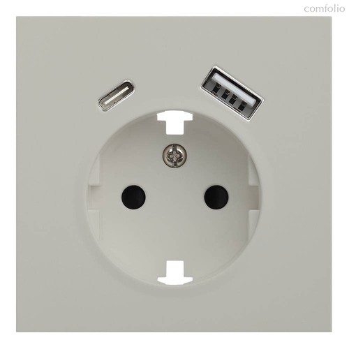 Лицевая панель для розетки 2к+з с USB A+C 35637 LN, лен - Rikett