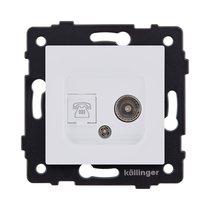 Розетка двойная TV (мама) + телефонная розетка RJ11, белый матовый Kollinger REA-013WM для Aspekt, Eleganz, Reflex - Kollinger