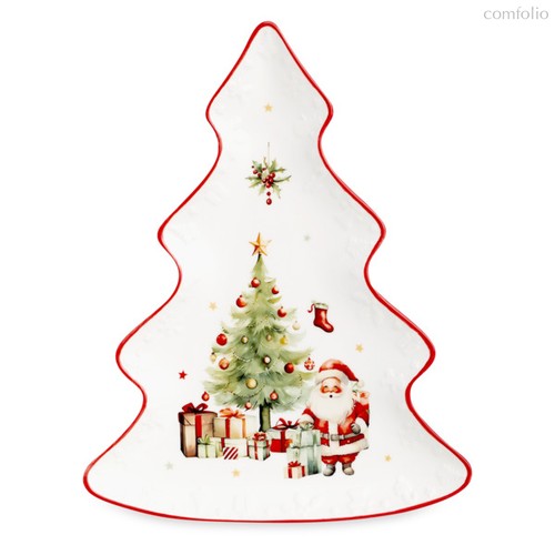 Блюдо 3D Decor de table Рождественский винтаж Ель 26 см, фарфор - Decor De Table