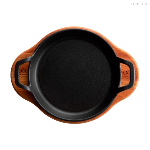 Блюдо круглое на подставке Voeux L'amour 22 см, чугун, дерево, красное - Voeux