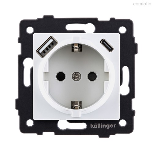 Розетка штепсельная SCHUKO 16A/250 В с USB A+C 20W, белый Kollinger REA-004WH для Aspekt, Eleganz, Reflex - Kollinger