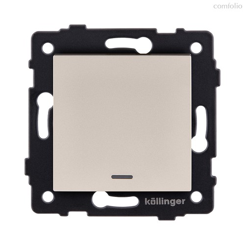 Выключатель кнопочный 1-клавишный 10А/250В с LED подсветкой, золотой Kollinger REA-S-013GD для Aspekt, Eleganz, Reflex - Kollinger
