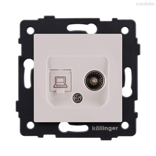 Розетка двойная TV (мама) + RJ45 Cat.6, кашемир матовый Kollinger REA-021CM для Aspekt, Eleganz, Reflex - Kollinger