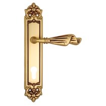 Дверная ручка Venezia Opera CYL на планке PL96 французское золото + коричневый - Venezia Collezione