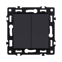 Выключатель кнопочный 2-клавишный 10А/250В, черный Kollinger Asthetik AS-025BK - Kollinger