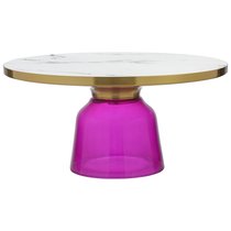 Столик кофейный Odd, d75 см, белый мрамор/фиолетовый - Berg