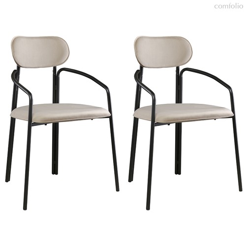 Набор из 2 стульев Ror, Round, велюр, черный/бежевый - Latitude