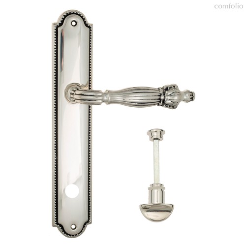 Дверная ручка Venezia Olimpo WC-2 на планке PL98 натуральное серебро + черный - Venezia Collezione