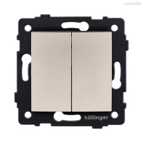 Выключатель 2-клавишный 10А/250В, изогнутый, золотой Kollinger REA-R-007GD для Aspekt, Eleganz, Reflex - Kollinger